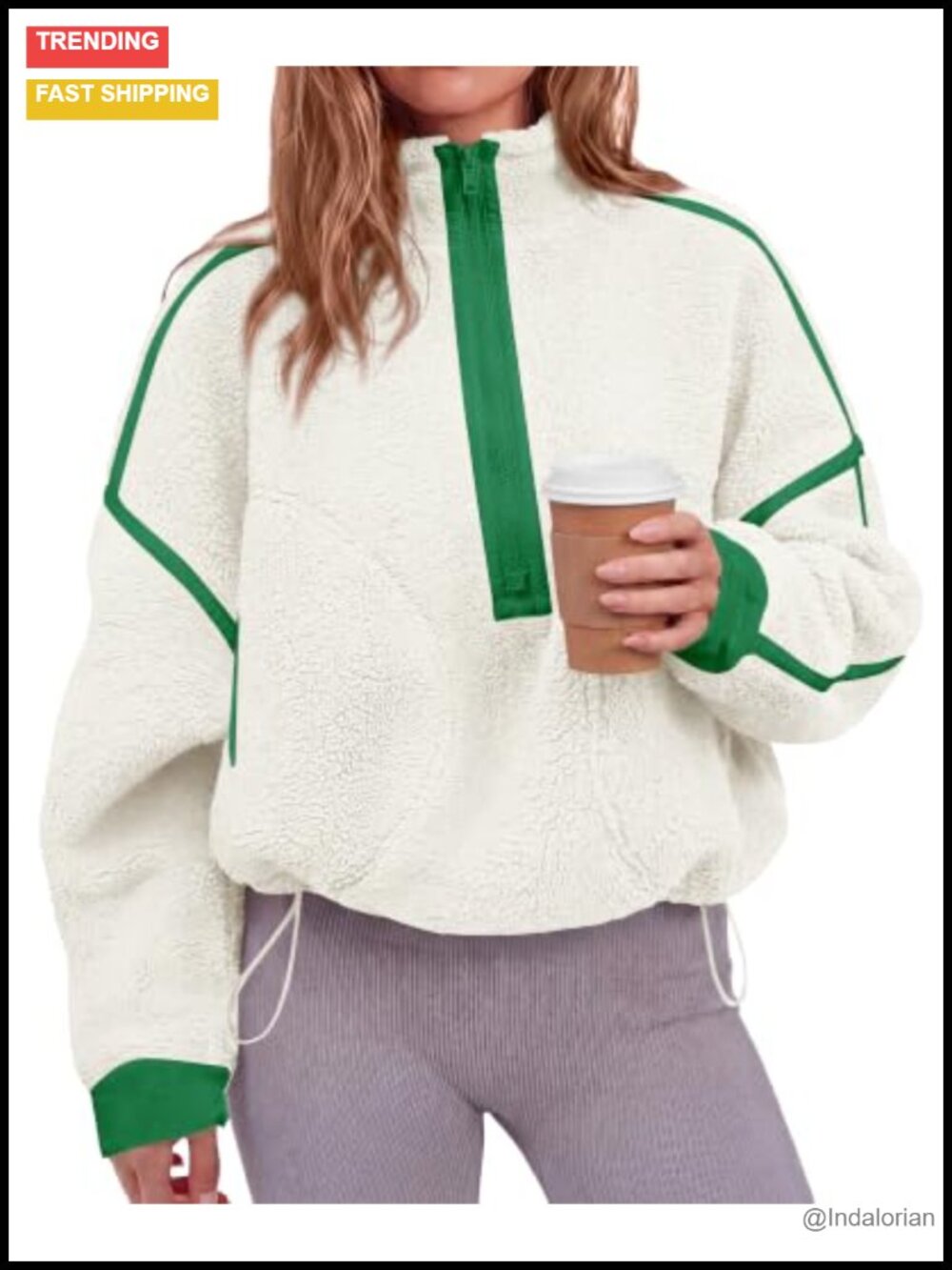 Women's Half Zip Fleece Pullover Sherpa Sweatshirt Mock Neck Zip Up